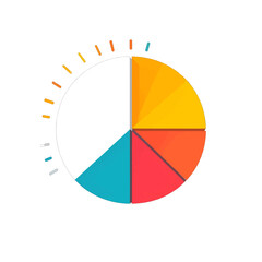 Colorful Slice Pie Chart with Radial Lines on White Background Data Representation