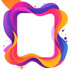 Abstract Flowing Frame with Vibrant Swirling Colors Against White Backdrop Orange Purple Yellow Liquid Shapes Modern Design Blank Space for Text