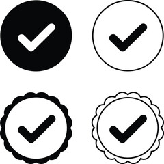 A Collection of Check Mark Icons in Various Styles Featuring Solid Circles Thin Line Circles and Scalloped Edges Depicting Completion