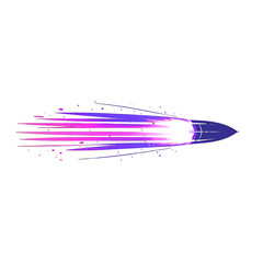 Dynamic Speed Element with Gradient Trail in Purple and Pink on White Background