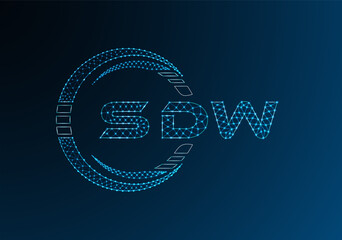 SDW low poly letter logo vector design. SDW lower poly logo design. Low poly logo.