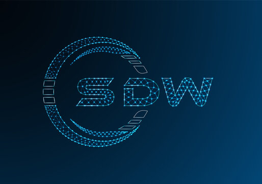 SDW low poly letter logo vector design. SDW lower poly logo design. Low poly logo.