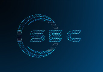 SEC low poly letter logo vector design. SEC lower poly logo design. Low poly logo.