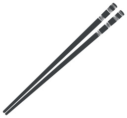 Monochrome Asian chopsticks traditional eating utensils for oriental cuisine and dining