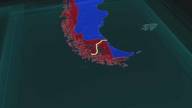 Zoom in to the map of Strait of Magellan with text, textless.