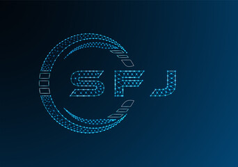 SFJ low poly letter logo vector design. SFJ lower poly logo design. Low poly logo.
