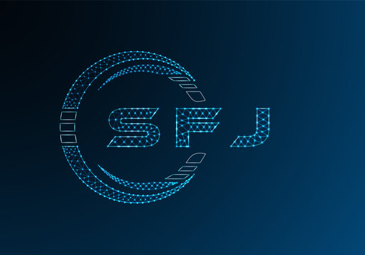 SFJ low poly letter logo vector design. SFJ lower poly logo design. Low poly logo.