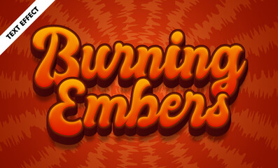 Burning embers editable text effect, retro script fire font, hot food title design