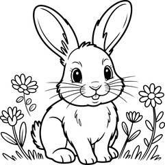 Cute Bunny silhouette vector illustration 