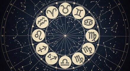 Zodiac Signs - A Celestial Map of Astrological Symbols.