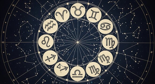 Zodiac Signs - A Celestial Map of Astrological Symbols.