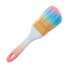 Pastel ombre paintbrush with a wide, fluffy head and a plastic handle