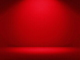 Empty red studio background with spotlight and floor