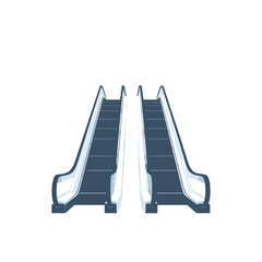 Isolated Escalators Illustration Against White Background Blue And Gray Tones With Clear Structure Minimalist Design Conveying Transportation And Movement Concept