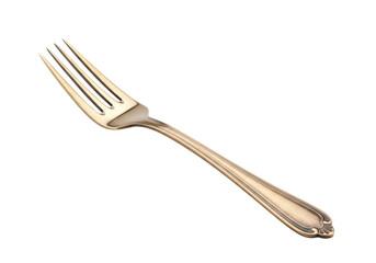 Isolated antique fork, bronze tableware item, kitchen tool for eating, dining, culinary, vintage style