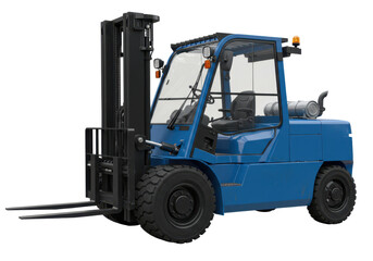 Isolated Blue Forklift Truck Industrial Equipment Material Handling Vehicle Machine Lift