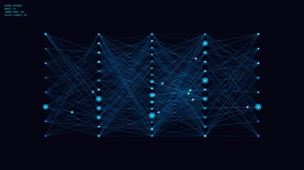 Futuristic ai neural network visualization with glowing data signals and digital brain connections in motion technology background - Powered by Adobe