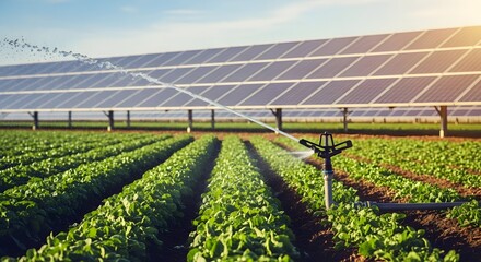 Solar Panel Farm Irrigation System Sustainable Agriculture Clean Energy Technology Efficiency Water Conservation Modern Farming Agricultural Productivity