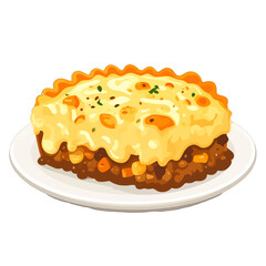 Delicious Shepherd's Pie on a White Plate in Pixel Art Style