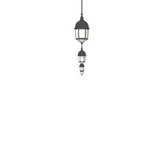 Minimalist Hanging Lamps Illustration in Gray and White Creates a Clean Aesthetic Design with a Line of Gradually Diminishing Lights Overhead