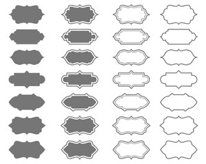 Ramadan frames. Indian window shapes design. Turkish Islamic arch with ornament. Vector arabesque door icons set. Label sticker silhouettes. Muslim oriental architecture elements. Traditional signs.