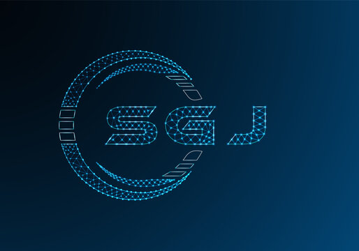 SGJ low poly letter logo vector design. SGJ lower poly logo design. Low poly logo.