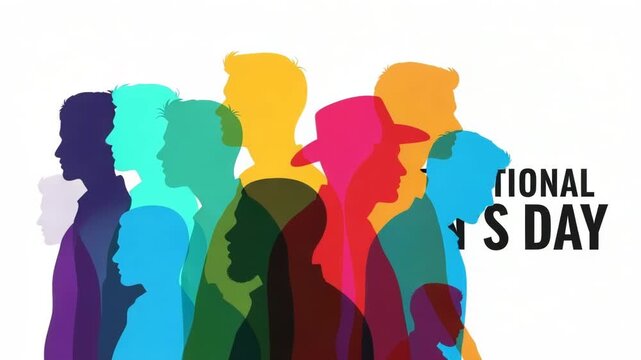 Colorful silhouettes of men for international mens day