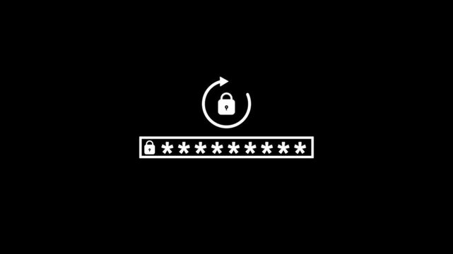 Modern technology cybersecurity concept animation on black background. Password on smartphone, User id, Data access, emphasizing encrypted data, internet privacy, secure login.