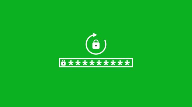 Modern technology cybersecurity concept animation on green background. Password on smartphone, User id, Data access, emphasizing encrypted data, internet privacy, secure login.