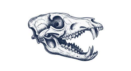 Naklejka premium Vintage Hand Drawn Animal Skull with Sharp Teeth Detailed Engraving Illustration