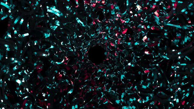 skull and crossbones colourful tunnel. blue and red tunnel	
