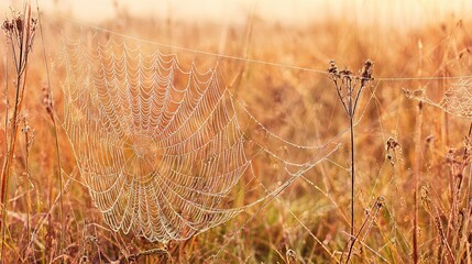 radial. Dew drops in a circular pattern along delicate spider web threads. wildlife magazines, conservation campaigns, designed for wildlife conservation campaigns, supports conservation.