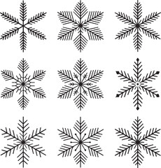 Set snowflake hand drawn icons