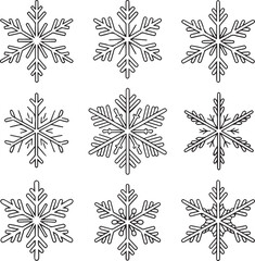 Snowflakes silhouette vector set