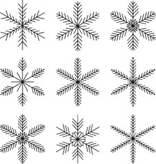 Snowflakes silhouette vector set