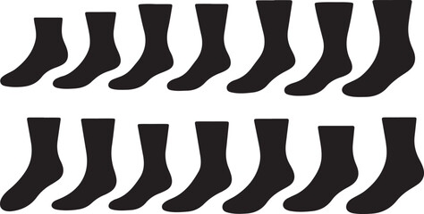 Socks icon. Set of black flat icons of socks. Vector illustration. Stocking icon isolated