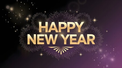Happy New Year Radiant Gold Text Design