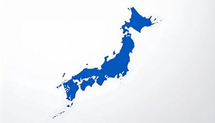 Fototapeta premium Detailed Blue Map of Japan on White Backdrop, Isolated Blue Illustration of Japanese Archipelago with Island Detail and Political Outline