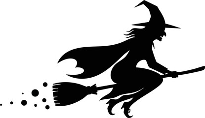 Flying Witch Silhouette Vector
