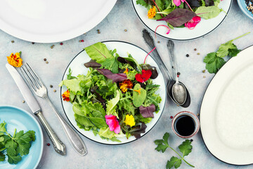 Floral salad, healthy vegetable salad.