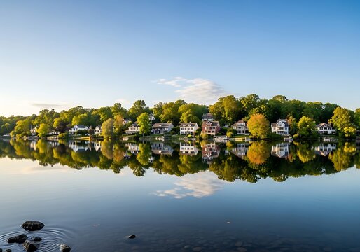 Reflections on the Serene Lake - A Tranquil Lakeside Scene.