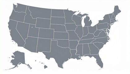 Map of the United States of America Featuring State Boundaries, A detailed illustration of the United States showing state borders