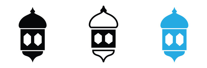 Ramadan lantern icon set isolated on white background, representing tradition, culture, and celebration.Elegant Ramadan lanterns for festive Muslim celebrations,