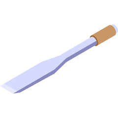 Isometric Illustration of a Light Blue Scraper Tool with a Tan Handle on a Transparent Background Ideal for Design Projects