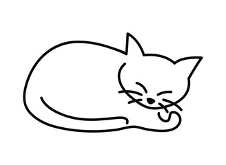 Cat sleep line icon on white background.