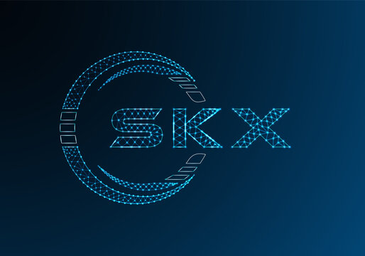 SKX low poly letter logo vector design. SKX lower poly logo design. Low poly logo.