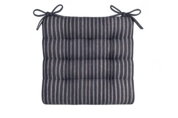 Stripe pattern seat cushion with ties, transparent background