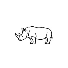 Fototapeta premium Simple outline icon vector of a rhinoceros standing, representing nature and wildlife, perfect for educational or conservation themes