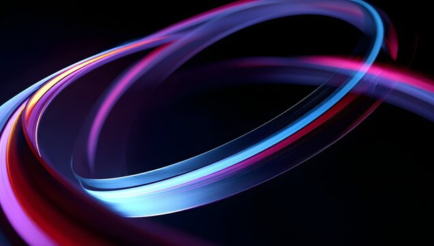 Abstract swirling light trails in deep space creating a mesmerizing cosmic ring effect with vibrant neon hues - Powered by Adobe