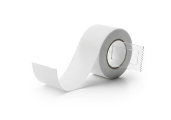 Simple white double-sided tape dispenser with adhesive roll product mockup